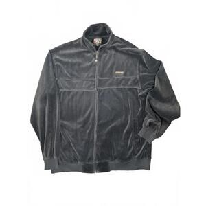 Vintage Y2K Southpole Men's Black Velour Track Jacket - Size Large Urban Hip Hop